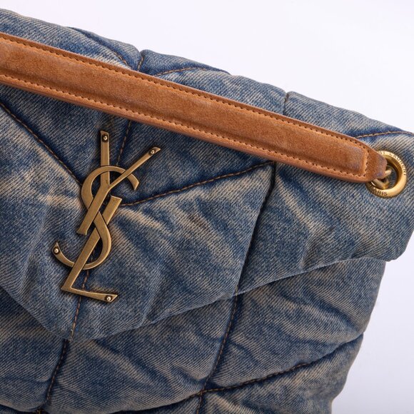 Saint Laurent Medium Puffer Monogramme Denim Chain Bag Denim - Picture 6 of 16